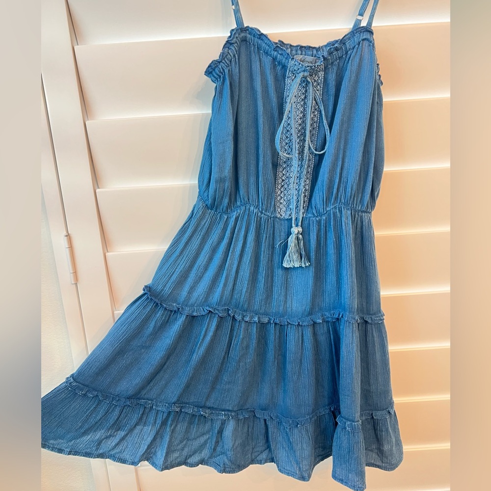Denim Blue Dress with Crochet Details - Picture 2 of 7